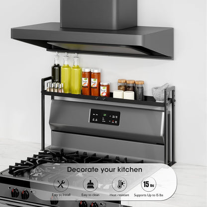 Adjustable Stove Top Shelf, 4-Level Spice Rack, Black5