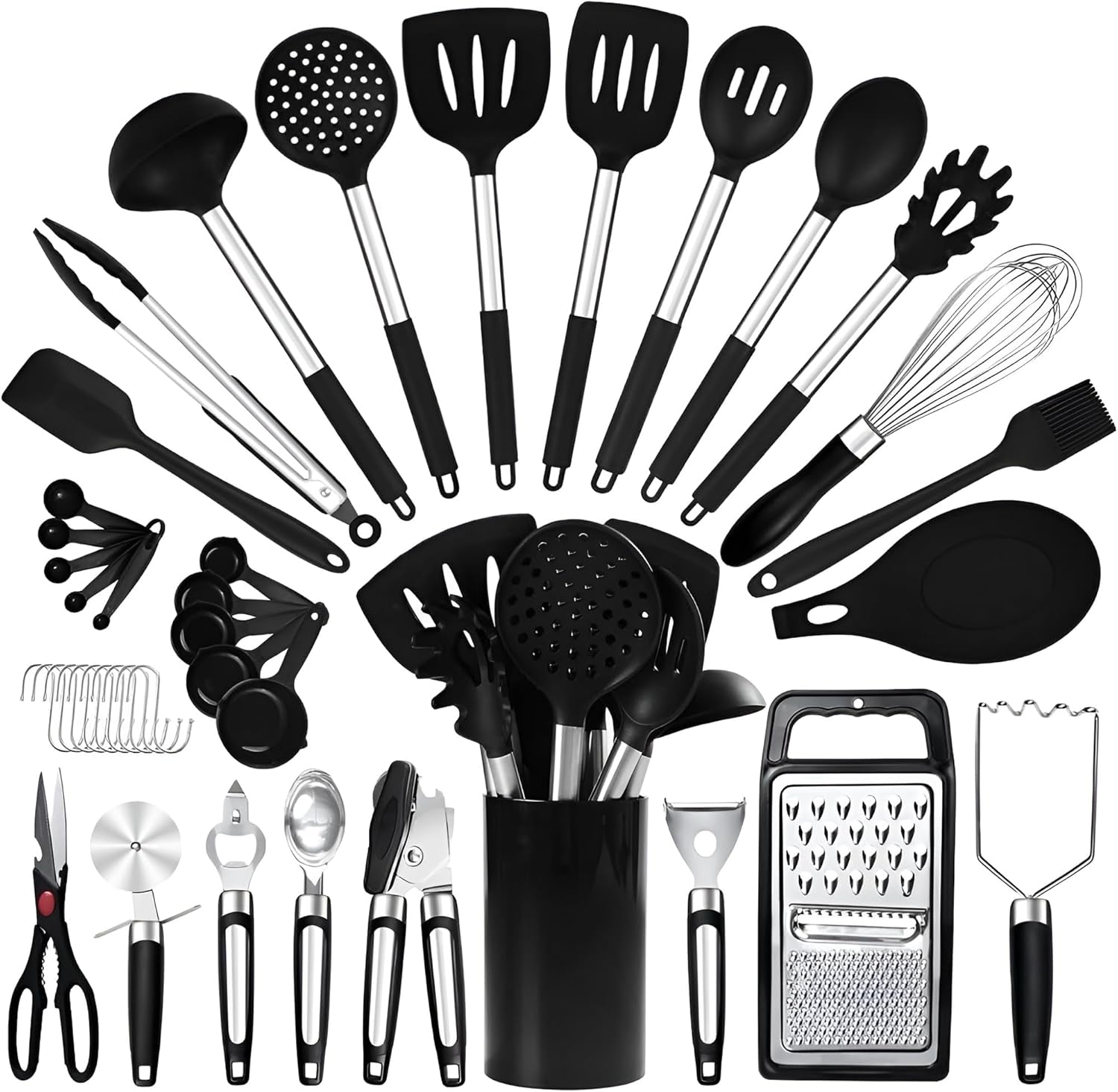 40pcs-silicone-cooking-utensils-set-446-heat-resistance-bpa-free-kitchen-utensils-set-for-nonstick-cookware-gadgets-includes-can-opener-potato-smasher-peeler-tongs-spatula-set-pizza-cutter