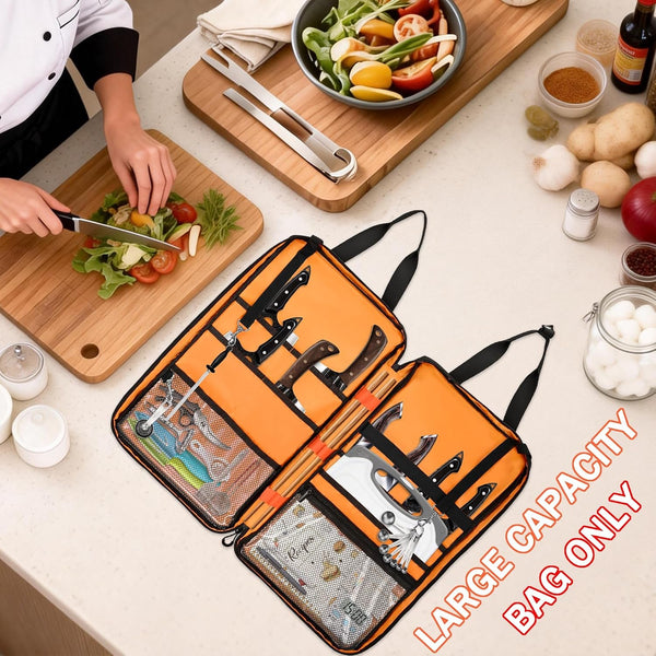 Chef Knife Bag with Shoulder Strap, 7 Pockets, Quilted Black2