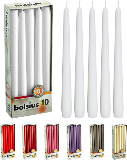 Unscented 10 Inch Dinner Candles, 10 Pack - 8 Hour European Quality Smokeless Dripless Taper Candles for Home Décor1