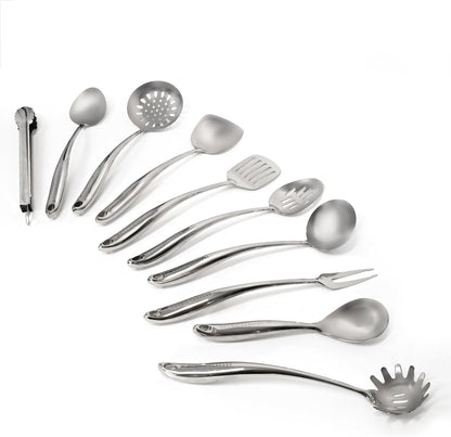 Lagasse 10-Piece Stainless Steel Utensil Set – Premium 304 Mirror Finish Cooking Tools with Hanging Loops – Heat Resistant, Dishwasher Safe Kitchen Gadgets for Nonstick Cookware1