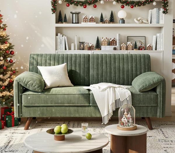 64.5" Loveseat Sofa, Chenille Loveseat Couch for Living Room, Green5