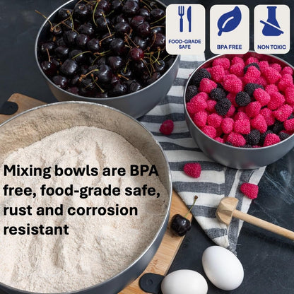Stainless Steel Mixing Bowls Set, 3-Piece with Silicone Base5