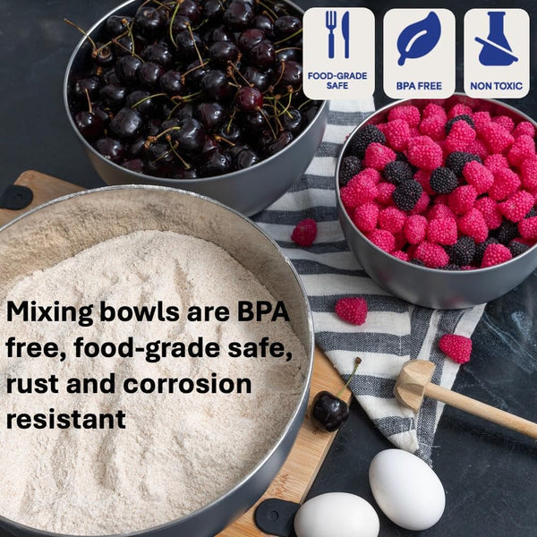 Stainless Steel Mixing Bowls Set, 3-Piece with Silicone Base5