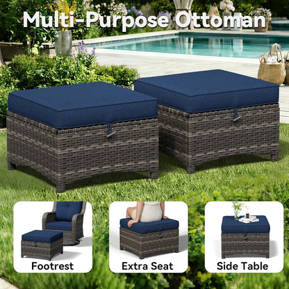 5 Piece Outdoor Wicker Patio Furniture Set, Outdoor Swivel Rocker Patio Chairs Set with Thickened Olefin Cushions, High Back and Deep Seating, Hand-Woven PE Rattan for Porch, Deck8