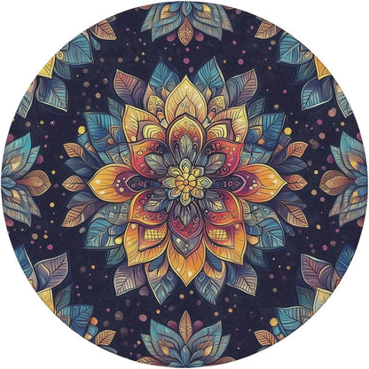 Round Tablecloth Stretch round Fitted Tablecloth with Elastic, Boho Waterproof Table Cloth for 31"-35" round Table, 36Inch5
