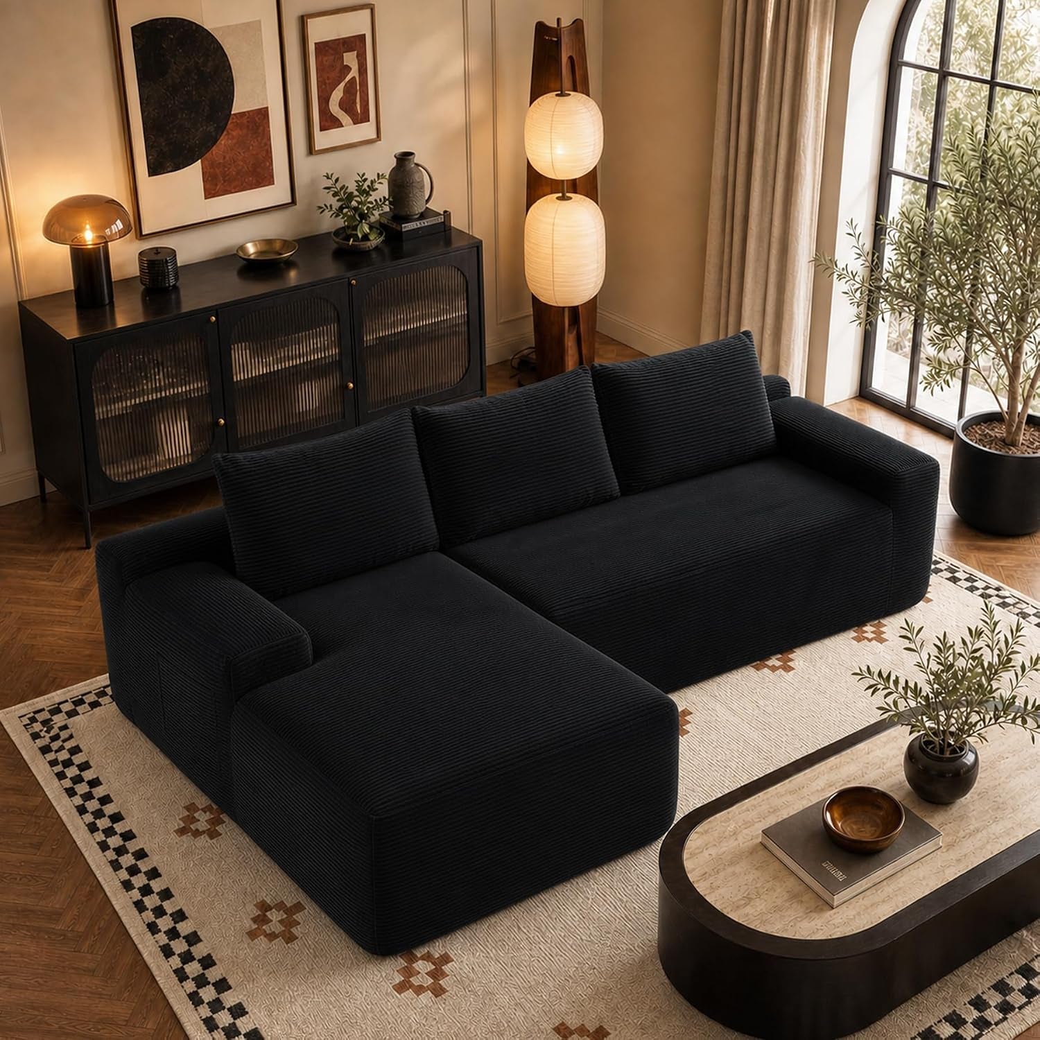 black-96-9-inch-right-chaise-sectional-sofa-boneless-corduroy-cloud-couch-with-spring-coils-high-resilience-foam-deep-seat-oversized-compact-living-room-set-no-assembly-stain-resistant-fabric