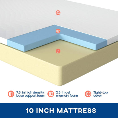 | 10 Inch Queen Mattress | Medium Firm | Gel Memory Foam | White3