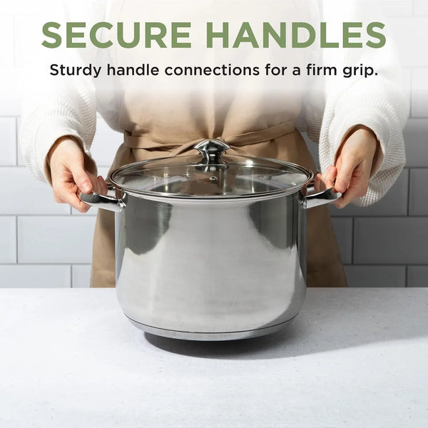 Stainless Steel Stock Pot, Encapsulated Induction Ready Cooking Pot with Glass Lid, Oven Safe, Dishwasher Safe Soup Pot, 8-Quart6