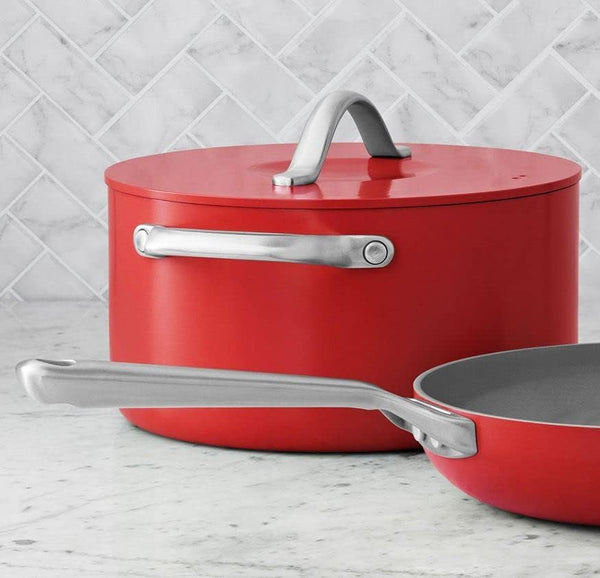 Member Mark 11 Piece Modern Ceramic Cookware Set with Smart Kitchen Tools Set (Assorted Colors) (Red)8