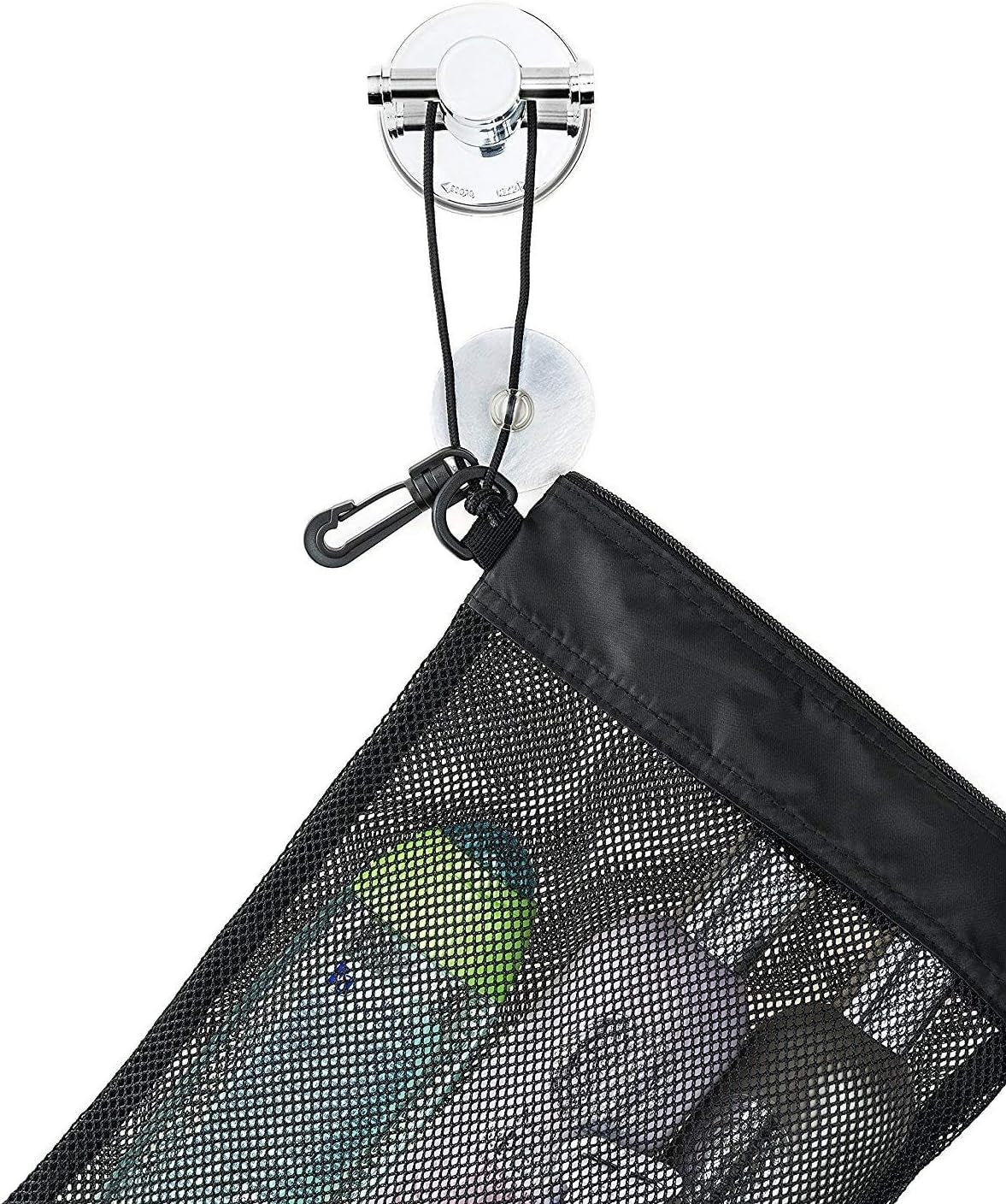 shower-bag-tote-mesh-caddy-toiletry-organizer-12-l-x-9-w-compact-and-lightweight-with-suction-cup-cord-for-hanging-zipper-and-drawstring-pouch-14-l-x-10-w-black