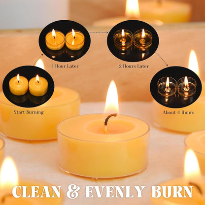 Natural Yellow Beeswax Tealight Candles - 12Pcs - Organic Candle Natural Scent Smokeless Clean Burning7