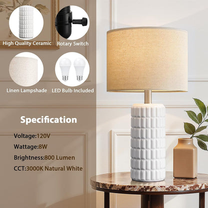 23" Ceramic Table Lamps Set of 2, Lamps for Bedroom, Light White5