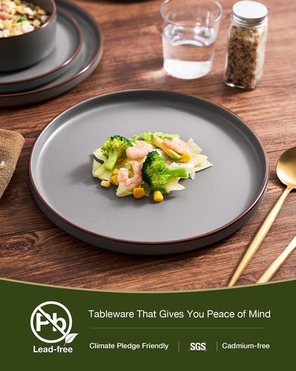 Nebula Ridge 24-Piece Dinnerware Set with Pasta Bowls, Dark Gray8