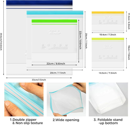 12 Pack Reusable Gallon Freezer Bags Dishwasher Microwave Safe3