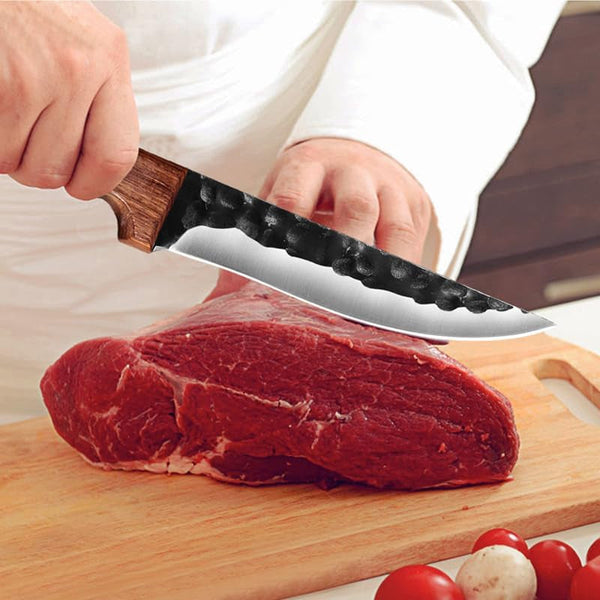 Meat Cleaver,Cleaver Knife, 6.5 Inch Forged Hunting Knife Stainless Steel Boning Butcher Knife Meat Cleaver Fishing Camping Knife Professional Chef Knife Sheath (Color : Only Knife)4