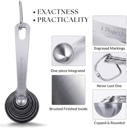 14PCS Measuring Spoons Set, 1 Tbsp, 1/2 Tbsp, and 1-1/16Tsp Stainless Steel Measuring Spoons for Cooking Baking Spice Jars and Liquid Ingredients6