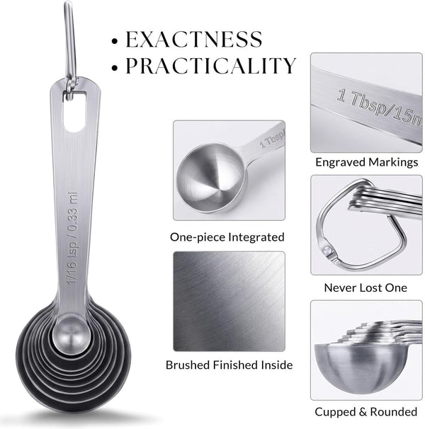 14PCS Measuring Spoons Set, 1 Tbsp, 1/2 Tbsp, and 1-1/16Tsp Stainless Steel Measuring Spoons for Cooking Baking Spice Jars and Liquid Ingredients6