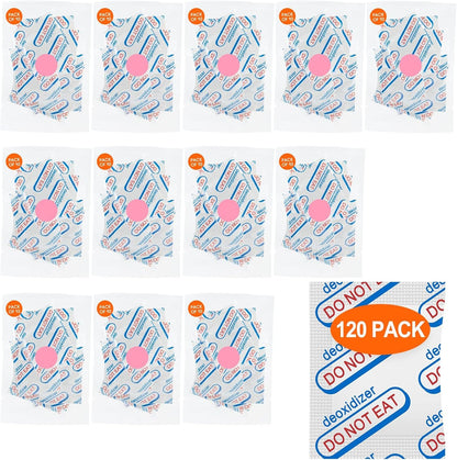 120 Packs 500CC Food Grade Oxygen Absorbers (10 Pack in Individual Vacuum Bag ) , Oxygen Absorbers for Long Term Food Storage with Oxygen Indicator , Works in Mylar Bags, Mason Jars, and Vacuum Bags1