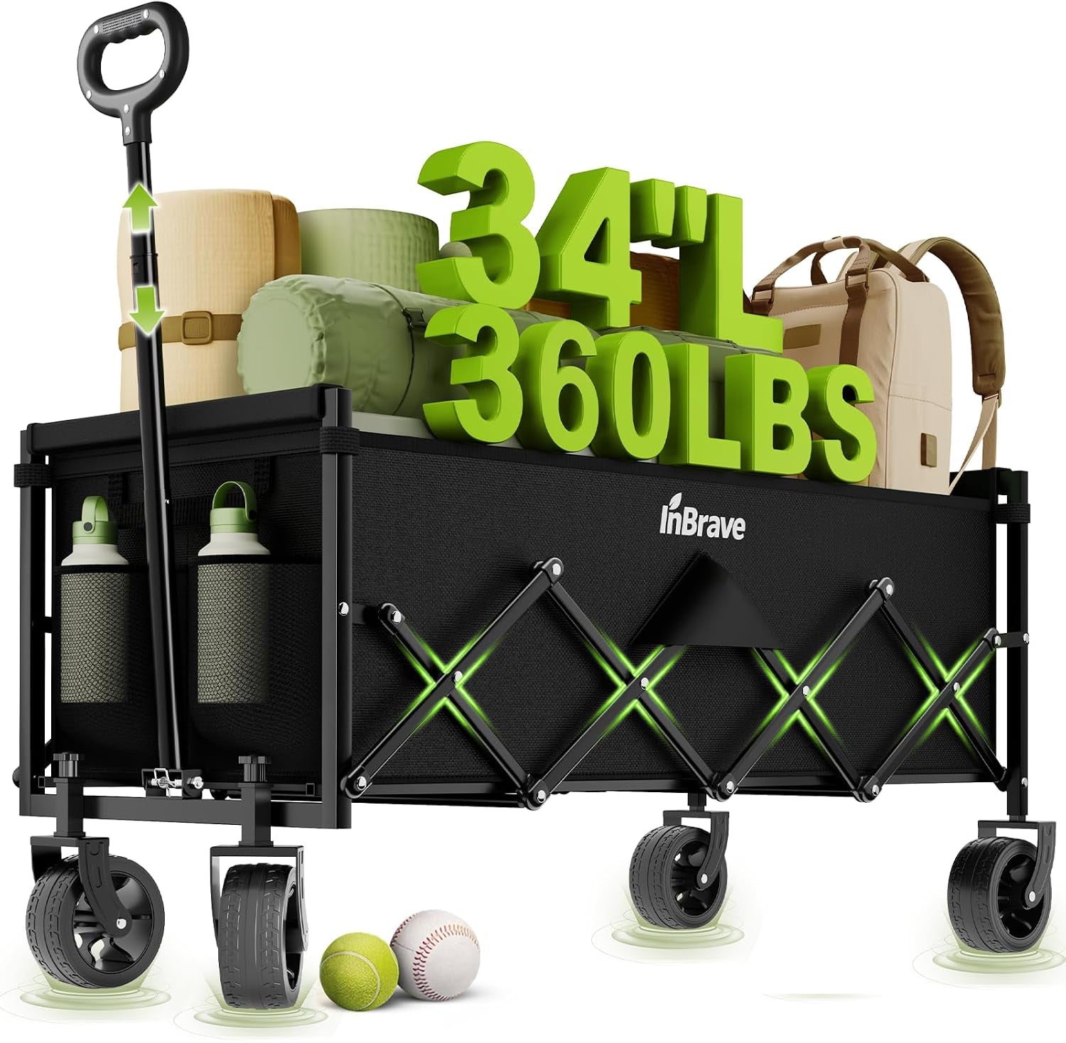 34-extra-long-collapsible-wagon-cart-360lbs-capacity-black