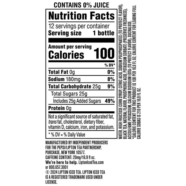 Lipton Peach Iced Tea, 16.9 Fl Oz Bottles (Pack of 12)2