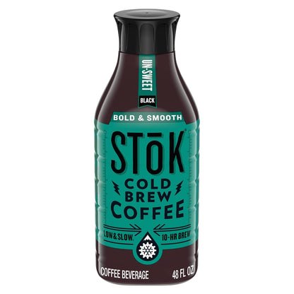 Bold & Smooth Black Unsweetened Cold Brew Coffee, Ready to Drink Bottled Coffee, 48 Fl Oz​1