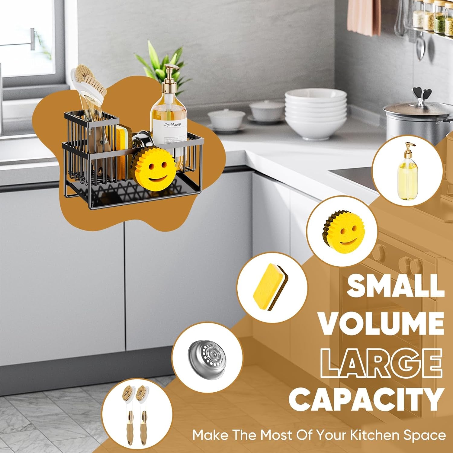 sponge-holder-for-kitchen-sink-smiley-face-sink-caddy-with-removable-brush-holder-self-draining-sponge-caddy-for-sponge-soap-dish-brush-scrubber-kitchen-essentials-and-gadgets