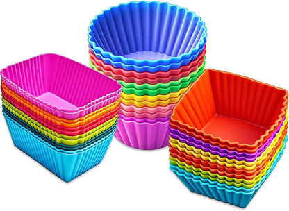 36 Pack Silicone Cupcake Liners Muffin Baking Cups Liners Reusable Non-Stick Cake Molds Sets Lunch Bento Box Dividers Accessories1
