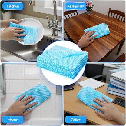 60Pack Disposable Dish Cloths for Kitchen,13.8X15.7"Cleaning Wipes | Disposable Cleaning Cloths, Daily Cleaning Towels for Bathroom, Office (Blue)7