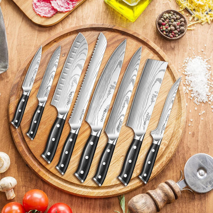 Chef Knife Set with Roll Bag, Sharp Professional Chef Knives Set | High Carbon Stainless Steel 18PCS Kitchen Knife Set with Sharpener, Ergonomic Handle, Kitchen & Home Cooking, Dishwasher Safe9