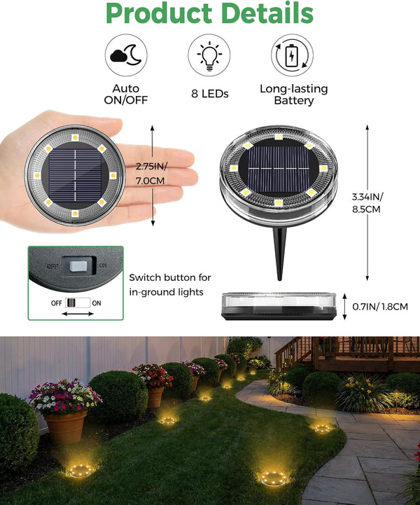 20 Pack Solar Ground Lights, Solar Lights Outdoor Waterproof IP686