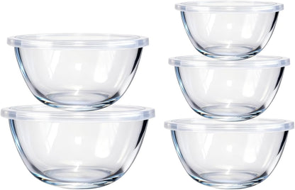 5-Piece Glass Mixing Bowl Set with Lids for Kitchen Prep & Storage1