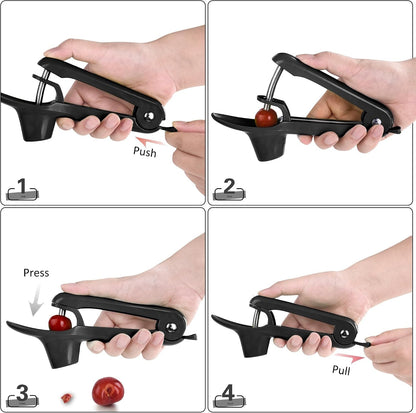 Cherry Pitter -  Stainless Steel Cherries Pitter Tool Cherries Corer Cherry Remover for Making Cherry Jam with Lock Design(Black)6