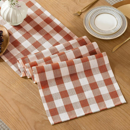 Fall Gingham Table Runner 13X90 Inches Long, Orange5