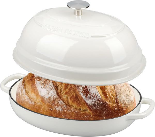 Enameled Oval Cast Iron Dutch Oven Pot with Lid, Bread Dutch Oven for Sourdough Bread Baking, Dutch Oven Bread, Bread Oven, 6QT, White3
