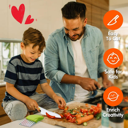 Kidz Safe Knife Set for Toddlerz Real Cooking - Toddlerz Knives Sets Kitchen Tools with Gloves Cutting Board Fruit Vegetable Crinkle Cutters5