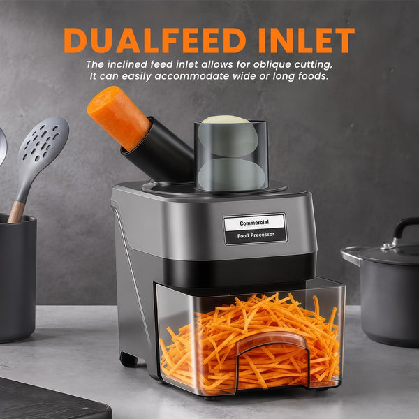 5 in 1 Electric Vegetable Chopper, 2 Food Inlets with Container | Commercial Food Processor, Multifunctional Shredder Slicer Dicer Crinkle Cutter Machine, for Potato Onion Carrot, 110V2