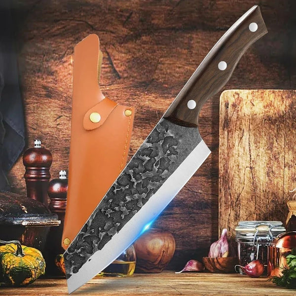 Meat Cleaver, 7 Inch Butcher Kitchen Knife Stainless Steel Slicing Knives with Sheath3