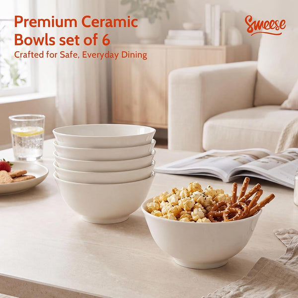 10 Oz Small Ceramic Bowls Set of 6, 4.5 Inch White Bowls for Yogurt, Oatmeal, Fruit, Dessert, Snacks and Small Cereal Bowls, Stackable Porcelain Bowls for Breakfast5