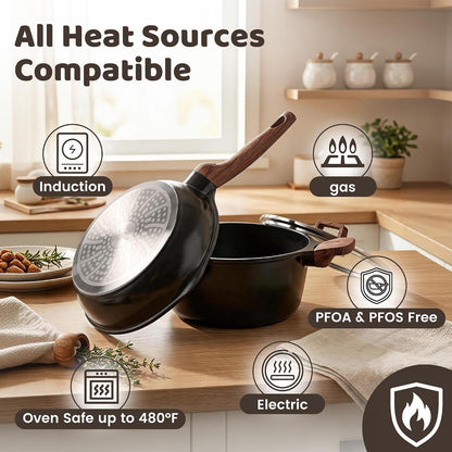 30-Piece Ceramic Nonstick Cookware Set | Detachable Handle, Stackable for RV | Oven & Dishwasher Safe6