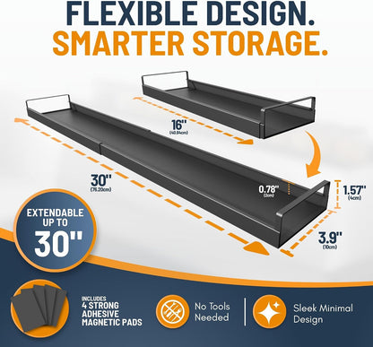 Extendable Steel over the Stove Shelf for Back of Stove (16 to 30 Inches) Magnetic Stove Top Shelf for Kitchen Stove, over Stove Shelf for Back of Stove - over the Stove Spice Rack Shelf2
