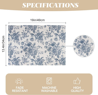 Blue Floral Fabric Placemats 13 X 19 Inch Set of 125