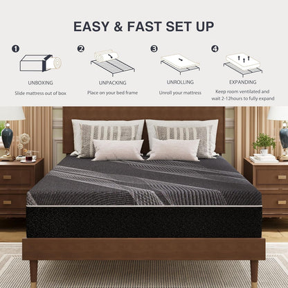 Queen Size Mattress 10 Inch Gel Memory Foam Medium | Cooling & Back Pain Relief, Fiberglass Free, Certipur-Us Certified, Foam Made in USA7