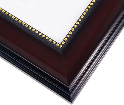 5X7 Picture Frames, Real Glass, Display Photos for Wall or Tabletop, Mahogany with Gold Beads, 2-Pack5