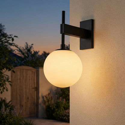 Modern Globe Outdoor Wall Sconce, 18.1" Large Black Porch Lights8