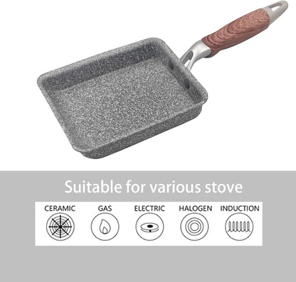 9Pcs Tamagoyaki Pan Set, Japanese Omelette Pan Nonstick with Lid, Square Japanese Egg Skillet Rectangle 7"X5" Grey9