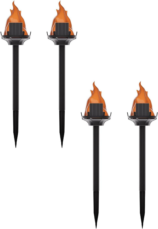 Solar Flame Torch Lights, Flickering LED Waterproof，4 Pack1