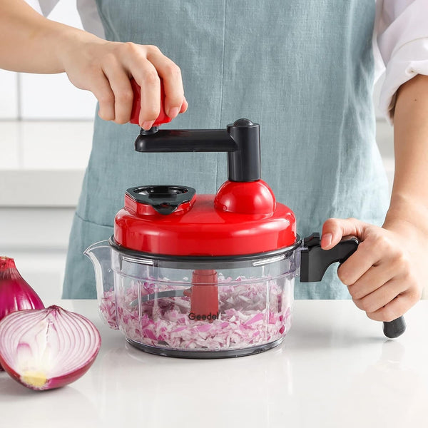 Large Food Chopper Vegetable Chopper, Manual Food Processor, 3 Cups | 3-In-1: Chop, Blend & Whisk, No BPA, Effortless Handle, Sharp Blade for Vegetable, Fruit, Meat, Nut, Ice, Salad, Salsa, Etc8