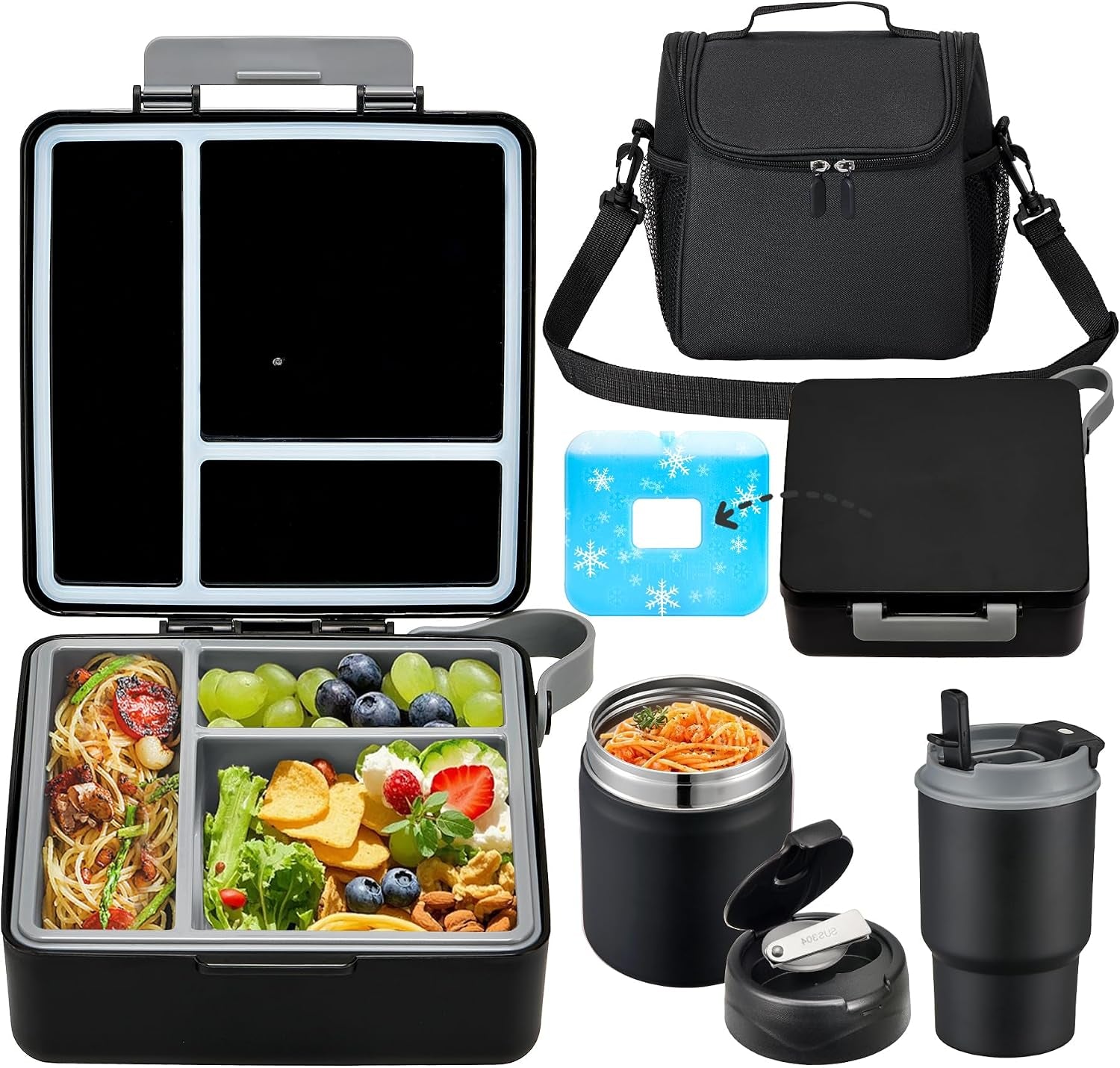 bento-lunch-box-for-kids-with-17oz-soup-thermo-insulated-tumbler-water-bottle-and-insulated-lunch-bag-leak-proof-3-compartment-lunch-food-container-with-ice-pack-for-kids-to-school-black