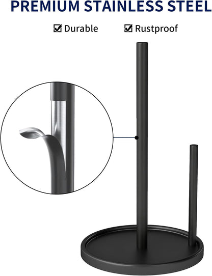 Paper Towel Holder Countertop, Black Kitchen Paper Towels Holder, Paper Roll Holder with Weighted Base4